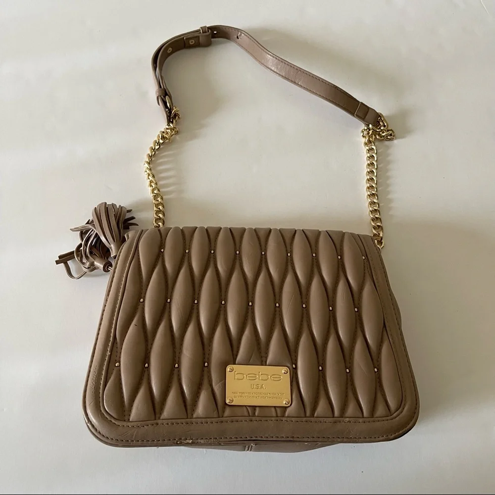 bebe Quilted Puff Faux Leather Crossbody Purse